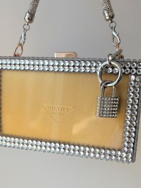 Upcycled Gold and Silver Crystal-Embellished Box Clutch